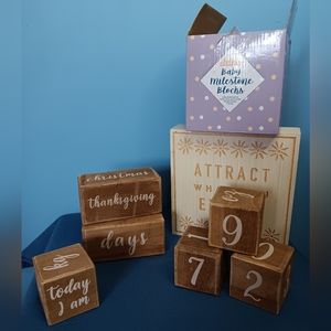 Main Event Baby Milestone Blocks - Farmhouse Finish - EUC